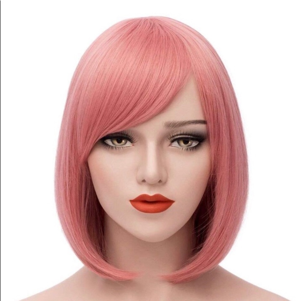 Short PINK 🎀 Wig with Bangs